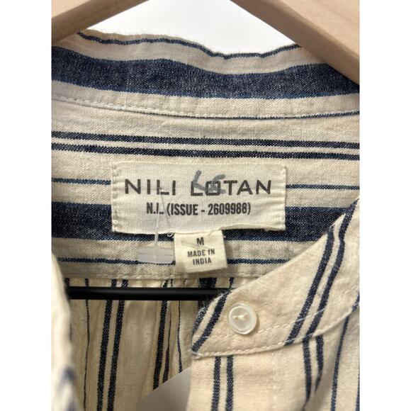 NILI LOTAN Tangier Galabia Dress New Moroccan Stripe 3 Print Linen blend Size M - Picture 7 of 13